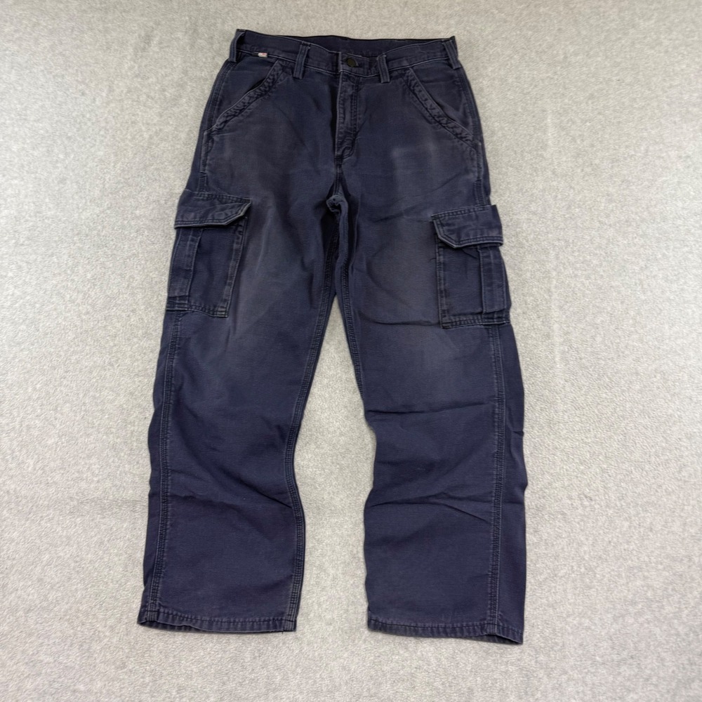 Carhartt Cargo Pants Mens 32x30 Navy Blue FR Flame Resistant FRB240 DNY Workwear
